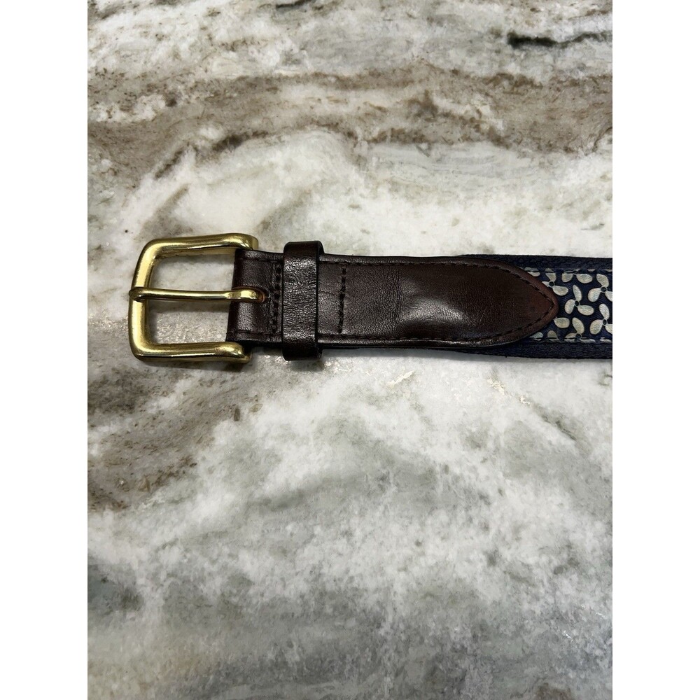 Vineyard Vines Belt SZ 30 Blue Boat Propeller Nautical Canvas Leather Men - Picture 2 of 12